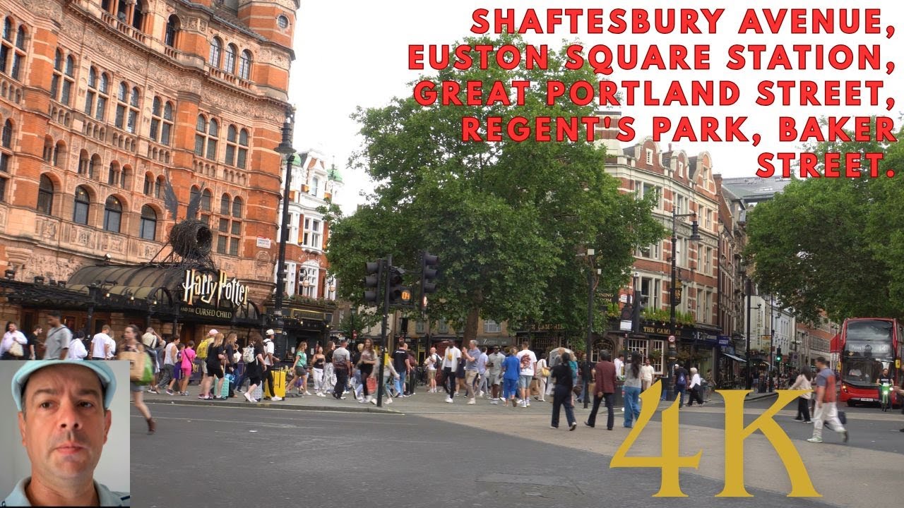 London Shaftesbury Avenue, Euston Square Station, Baker Street. UK 4K Travel Walking Video