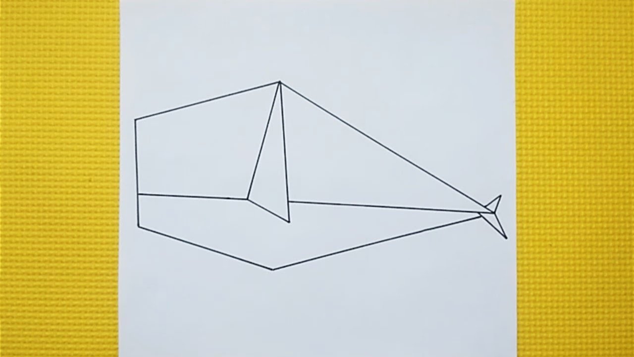 DIBUJO GEOMÉTRICO (BALLENA) PINTADO CON LINEAS DE COLOR / FÁCIL