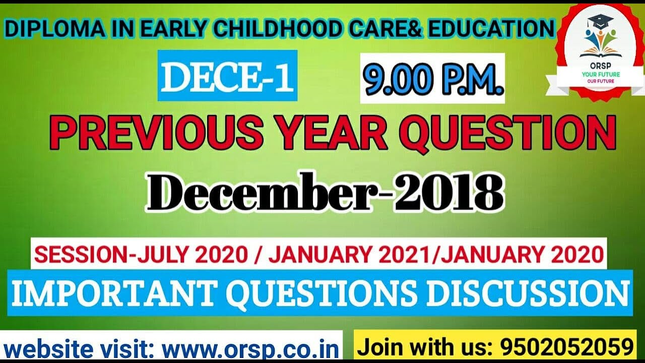 | 9 PM | DECE1 Previous Year Question | Dec 2018 | IGNOU | ORSP |
