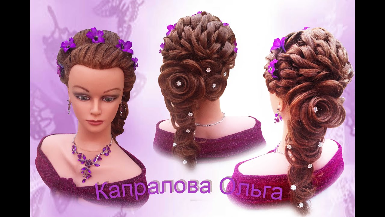 Свадебная прическа с розой из волос.gaya rambut rose Wedding hairstyle Rose hairstyle Kapralova Olga