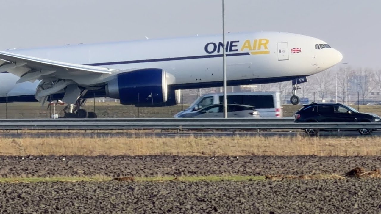 BOEING 777-F ONE AIR FROM BAKU TO AMSTERDAM LANDING SCHIPHOL AIRPORT GONEH PLANE SPOTTING 