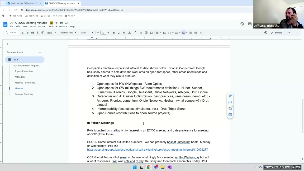 OCP Networking - Optical Circuit Switching Project call (Sep 10, 2025)