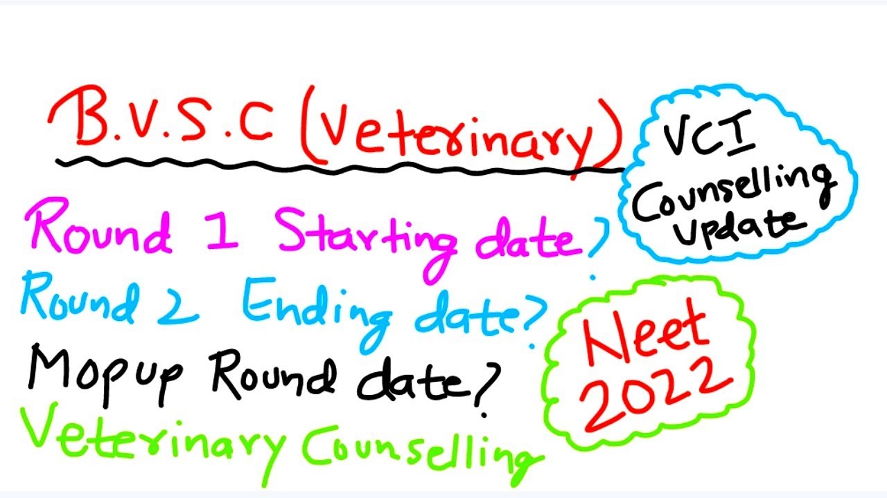 Veterinary की Counseling कब Start होगी ?NEET UG Veterinary Counseling 2022 VCI/AIPVT Round 1,2,Mopup