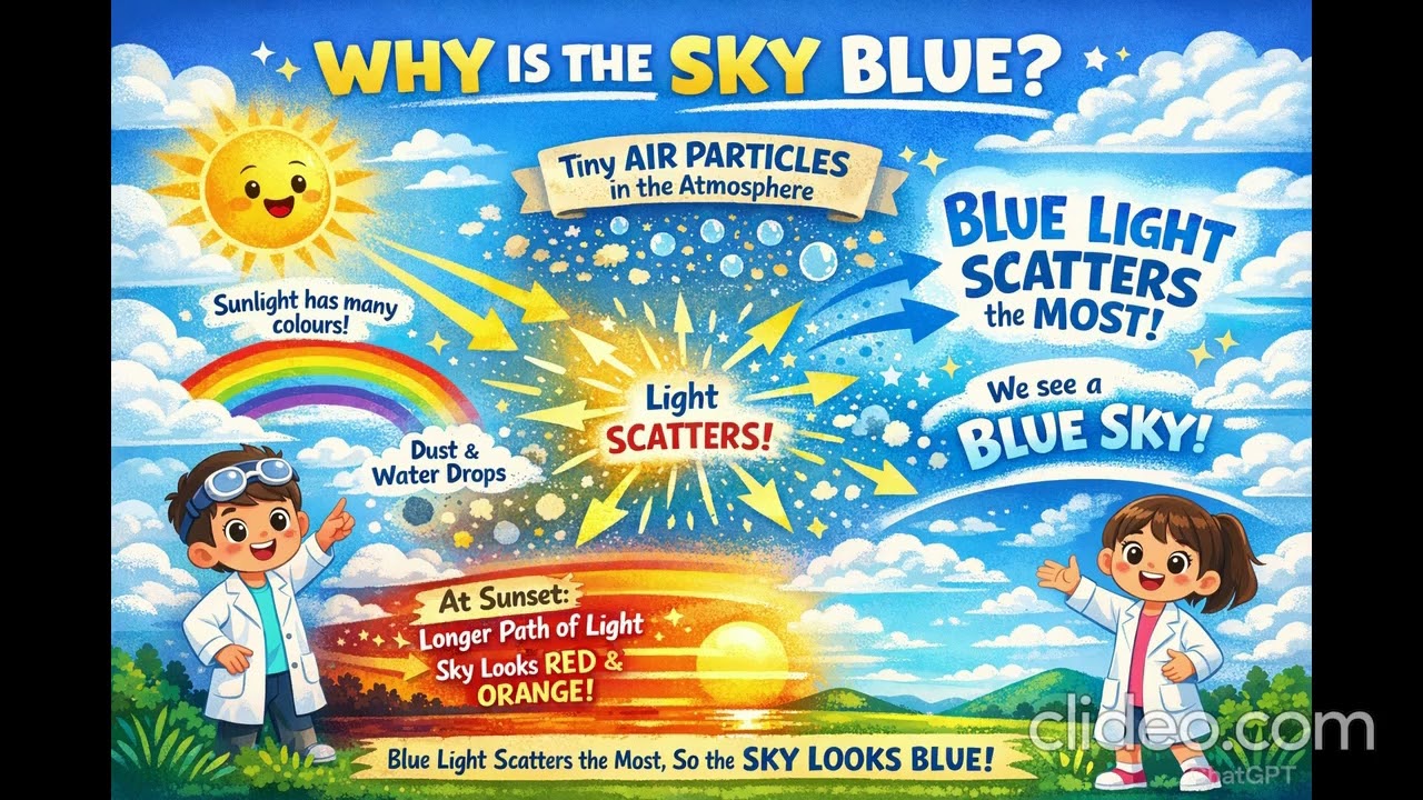 Why Is the Sky Blue? 🌤️ | Fun Science for Kids | Easy Explanation