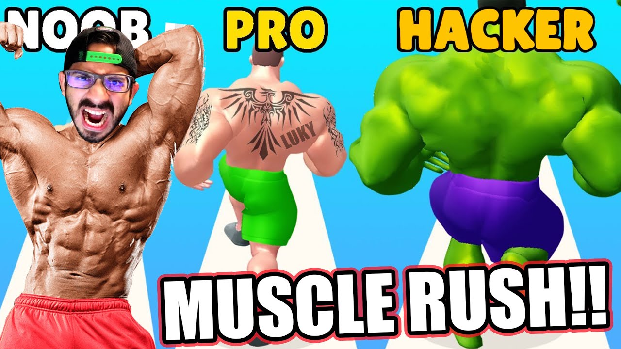 NOOB VS PRO VS HACKER en Muscle Rush | Juegos Luky