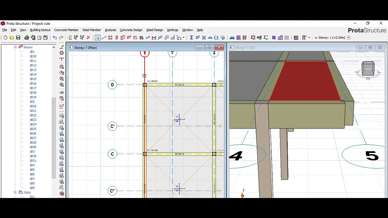 protastructure tutorial: how to model a Cantilever slab