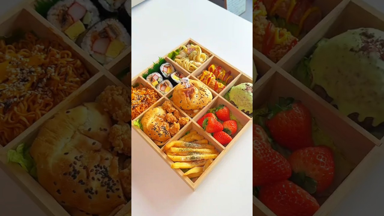 Pack nine square summer picnic bento box with me 🌭🥢 #asmr #bento #picnic