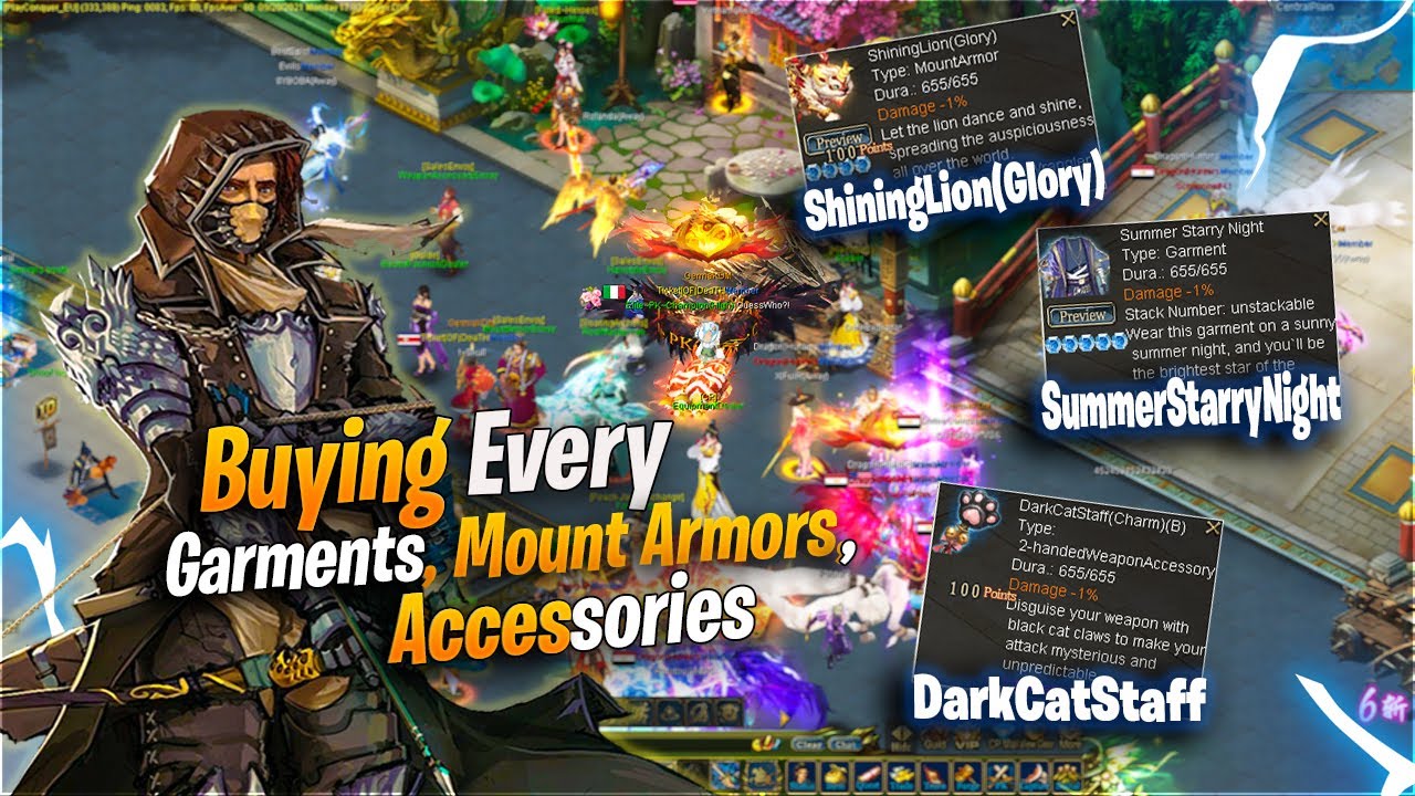 Play Conquer - Buying Every (Garments, Mount Armors, Accessories) | بلاي كونكر - شراء كل حاجات الشوب