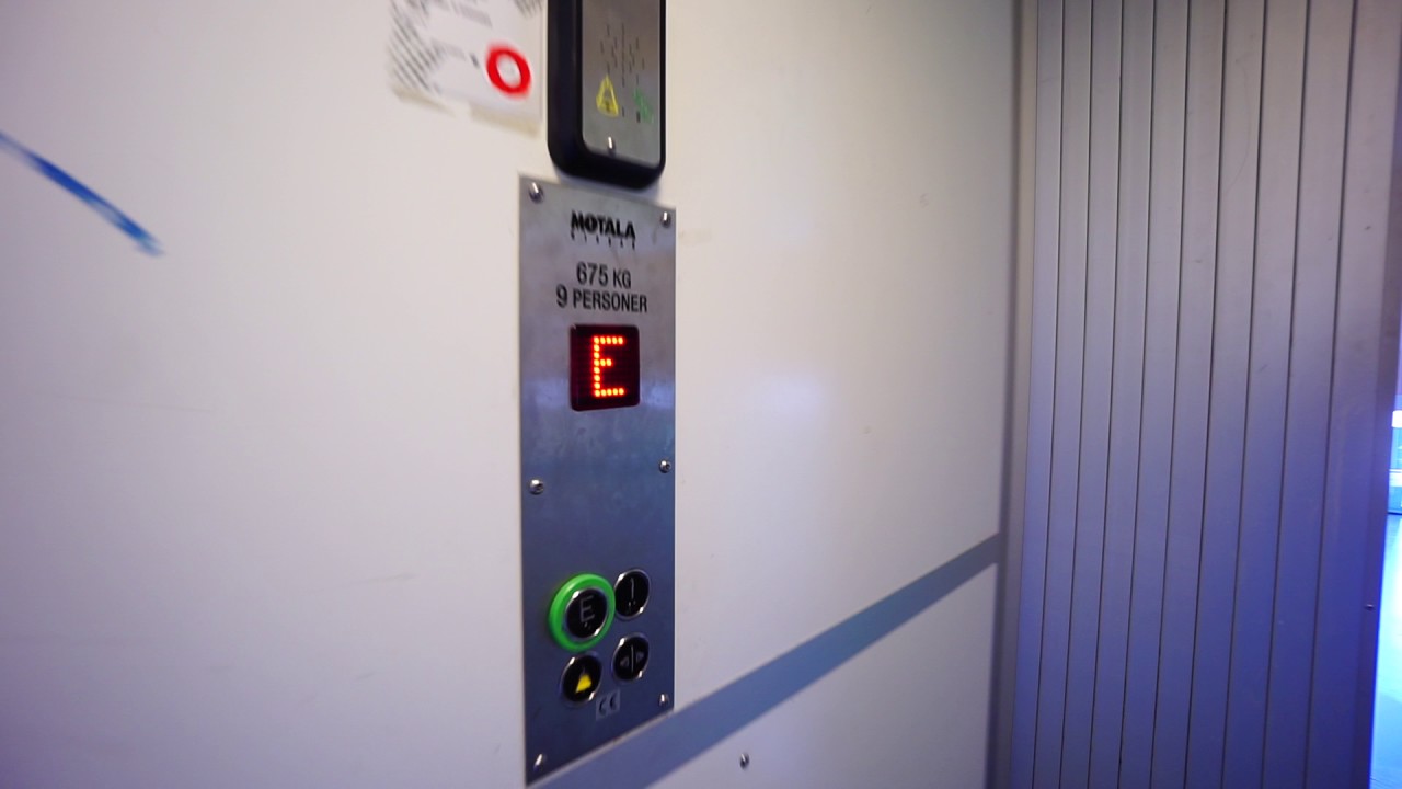 Sweden, Stockholm, Högdalen Library, Motala Hissar elevator