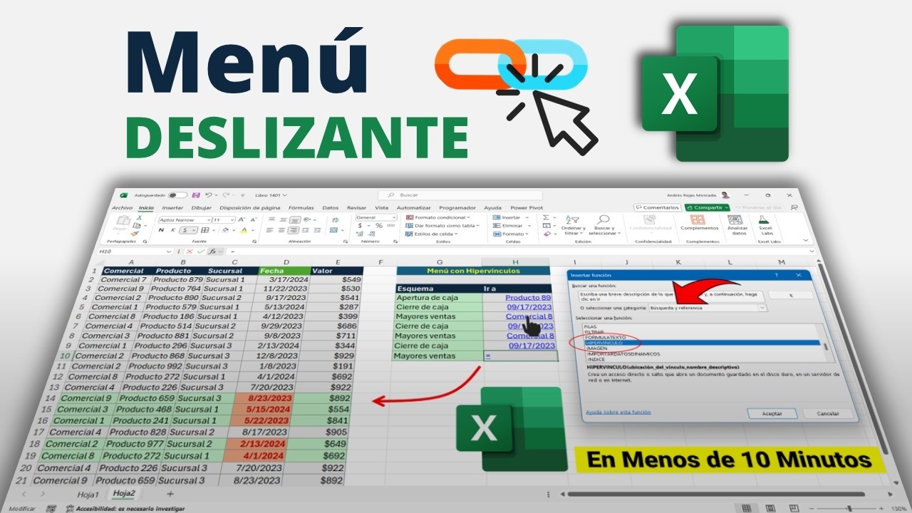 ¡Super Truco! Cómo Crear un MENÚ DESLIZANTE con Hipervínculos Dinámicos de Excel