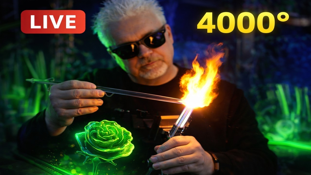 LIVE Glassblowing – Cinematic Molten Glass Process at 4000°