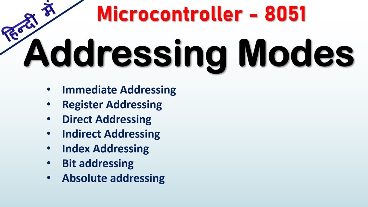 Addressing modes in 8051 Microcontroller in Hindi | 8051 Addressing Modes