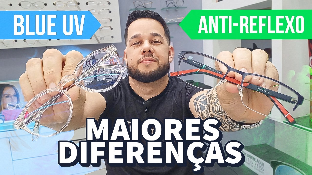 Lentes de Grau com Antirreflexo ou Blue UV (Maiores Diferenças)