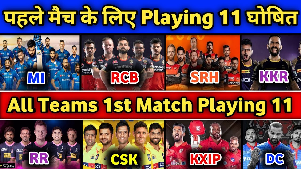 IPL 2020 All Teams New Playing 11 for 1st Match | RCB, CSK, MI, KKR, KXIP, RR, SRH, DC