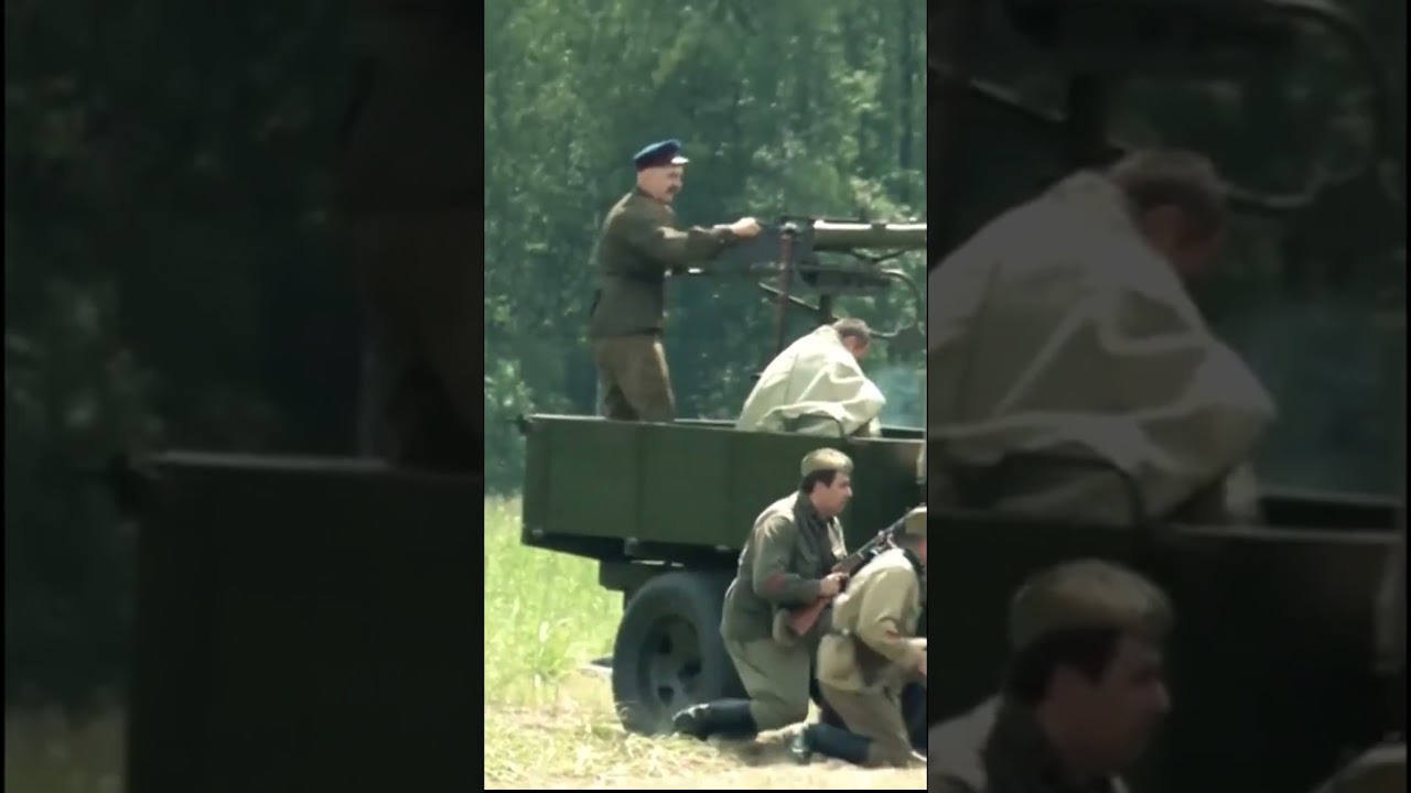 Soviet RKKA soldiers attack in WW2 reenacting