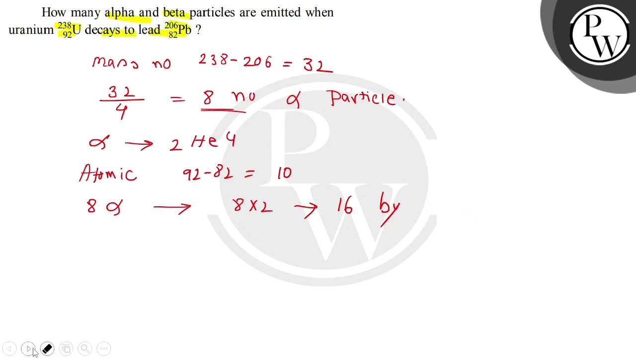 How many alpha and beta particles are emitted when uranium \( { }_{...