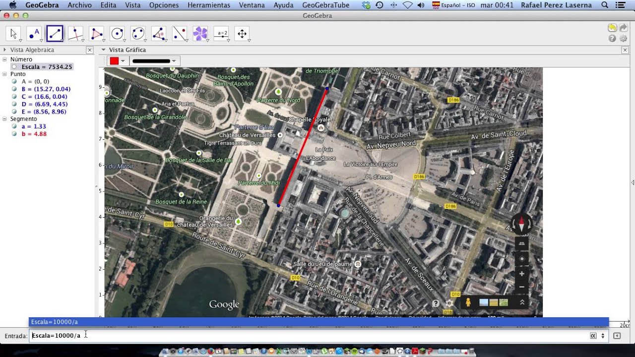 Google Maps y GeoGebra. Cálculo de longitudes y distancias en la superficie terrestre.