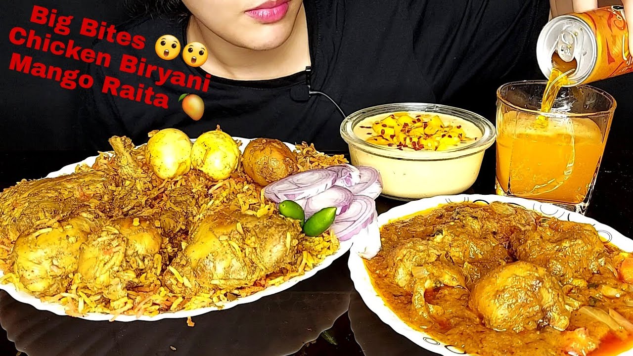 Eating Spicy Chicken Dum Biryani🔥 |🔥 Chicken curry | Mango Raita🥭*Dum Biriyani*Food Eating Videos 😋