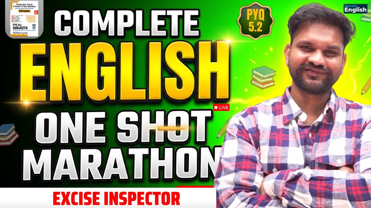 P1- Complete English One Shot Marathon || PSSSB PYQ MARATHON || Electric English PYQ Book 5.2
