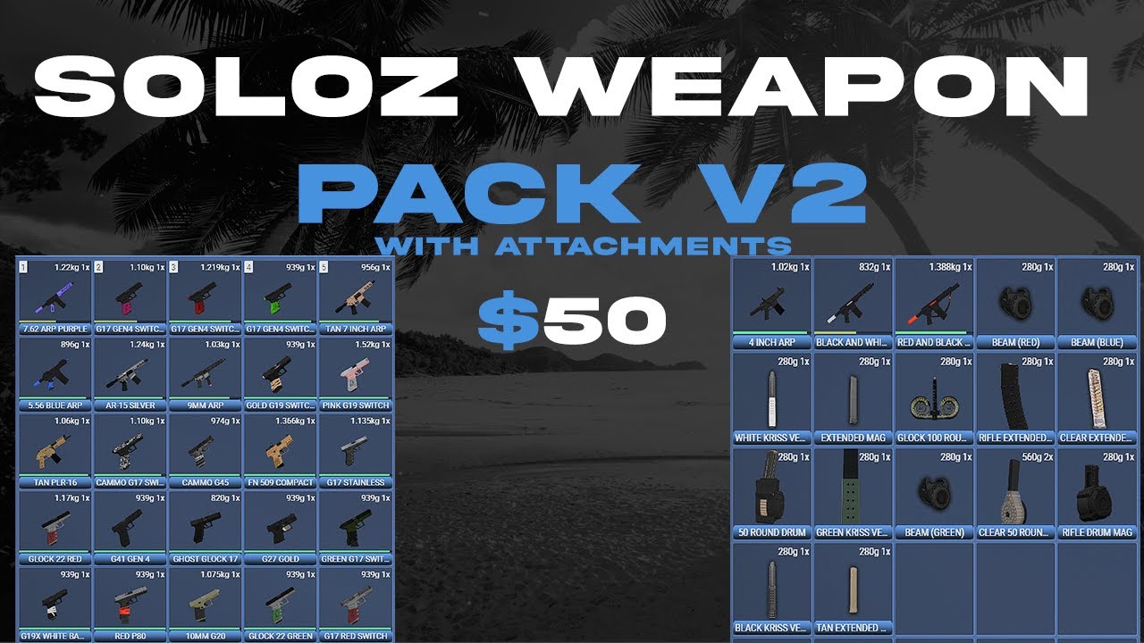 [$40] SoloZ Fivem Weapon Pack V2 | High Quality | Usable Attachments | Easy Install | Cheap |