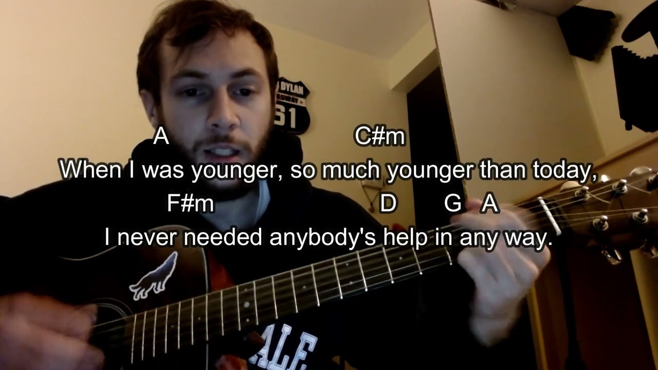 How to play Help! by The Beatles on guitar (rhythm & lick)