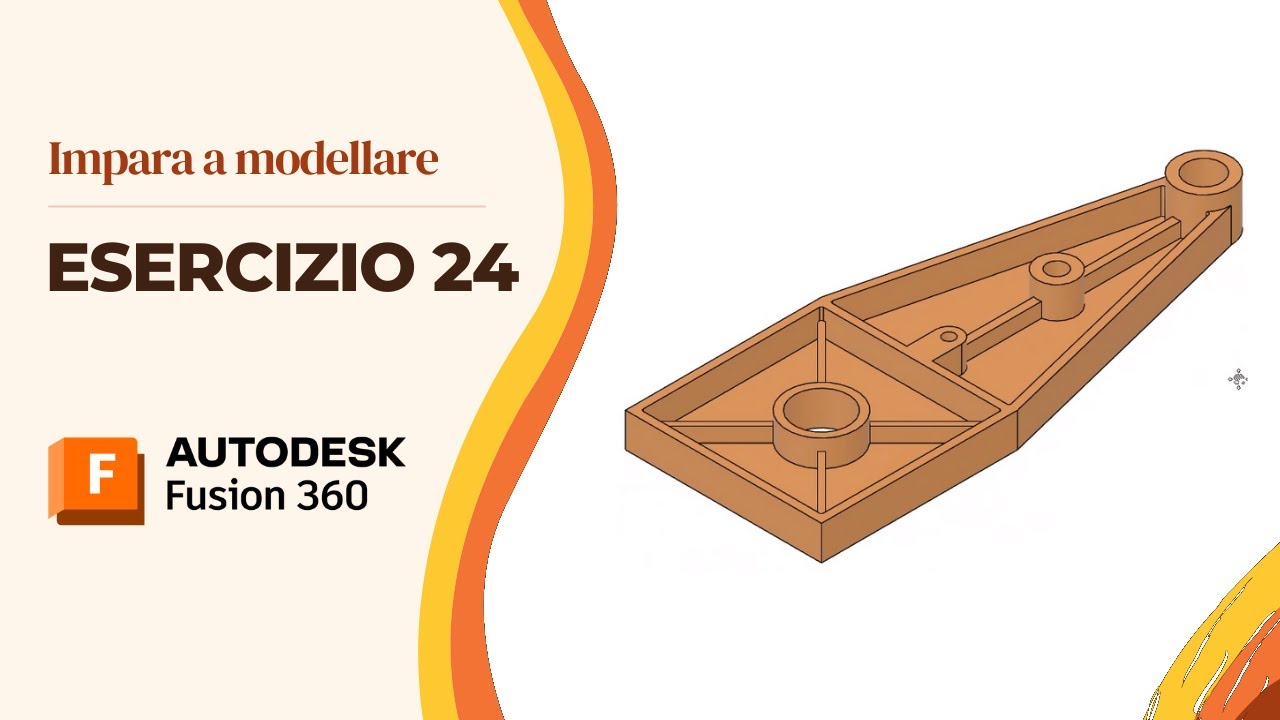Tutorial Fusion 360  Impara a modellare: Esercizio 24- Piastra Rinforzata con Fori a diversa Altezza