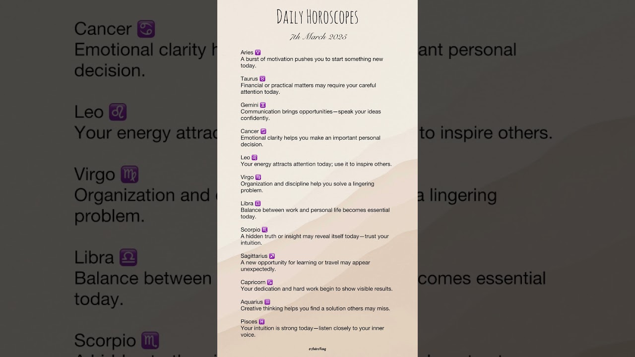 Daily Horoscope 🔮 7 March 2026 | Zodiac Signs Prediction all signs #shorts