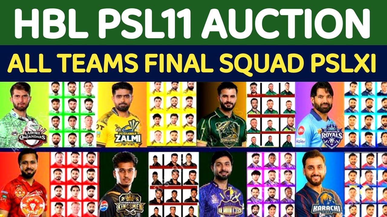 HBL PSL11 ALL TEAMS FINAL SQUAD 2026 | HBL PSLXI AUCTION 2026 | 8 TEAMS | HBLPSLXI 2026 ALL SQUAD