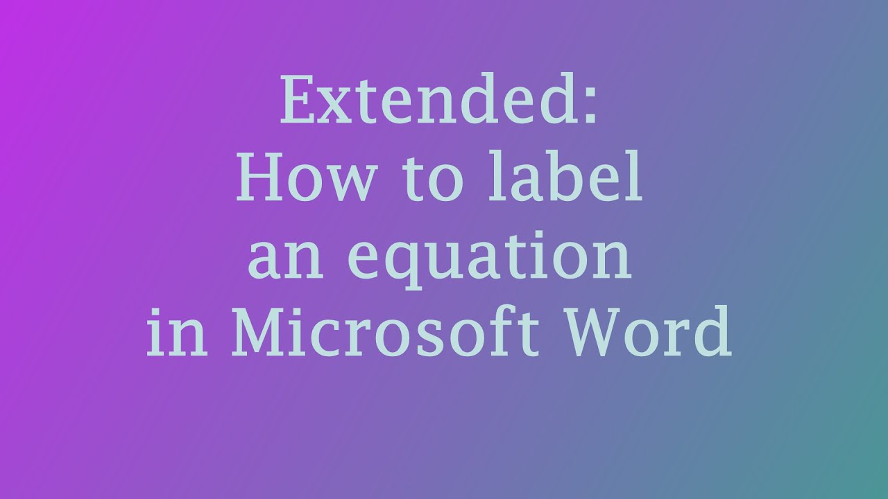 Extended labeling equations in Microsoft Word