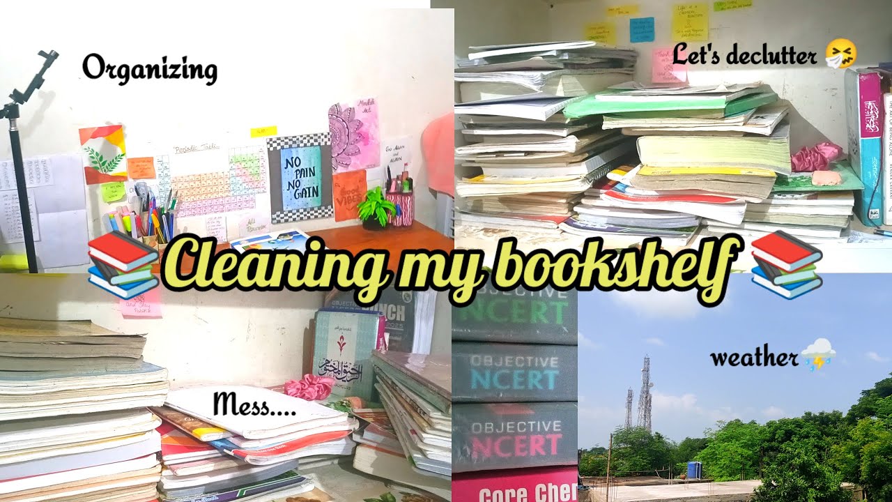 Cleaning my bookshelf and study table🤧😷 | organising my books | decluttering the mess🤓