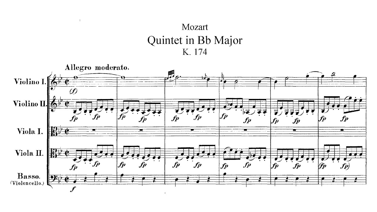 Mozart - String Quintet No. 1 in Bb Major K. 174 (Score)