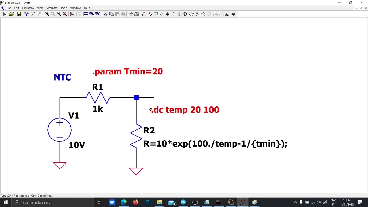 LTSpice Behavioural NTC example