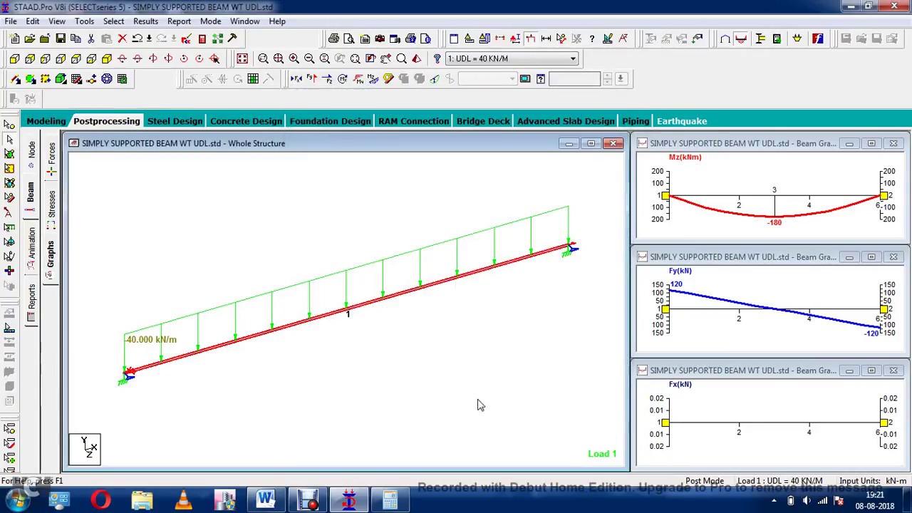 Analysis of Simply Supported Beam With Uniform Force in Staad Pro