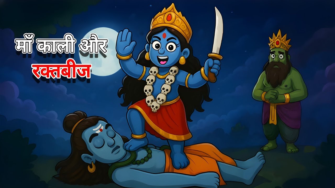 आखिर क्यों आना पड़ा महाकाली को | maa kali aur raktbeej ka yuddh | cartoon story | kahani | bhakti . 