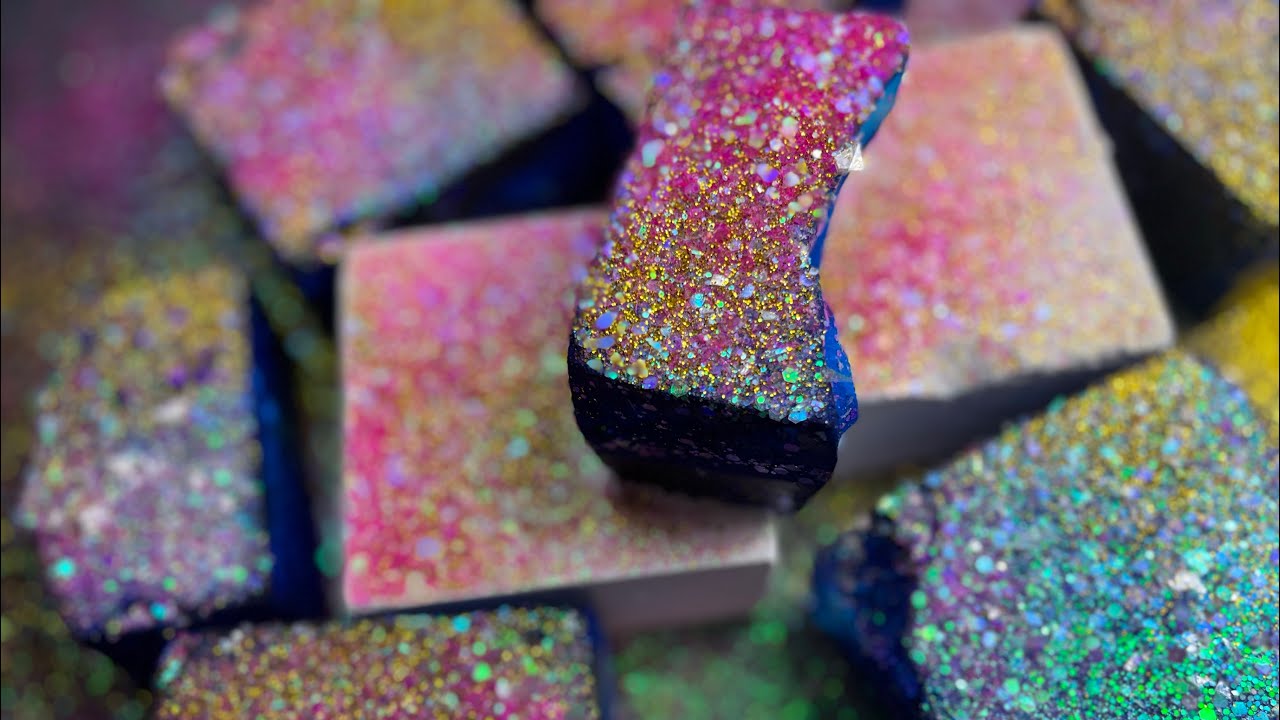 Dyed Blue Gymchalk & Glitter | Gym Chalk Asmr | Satisfying