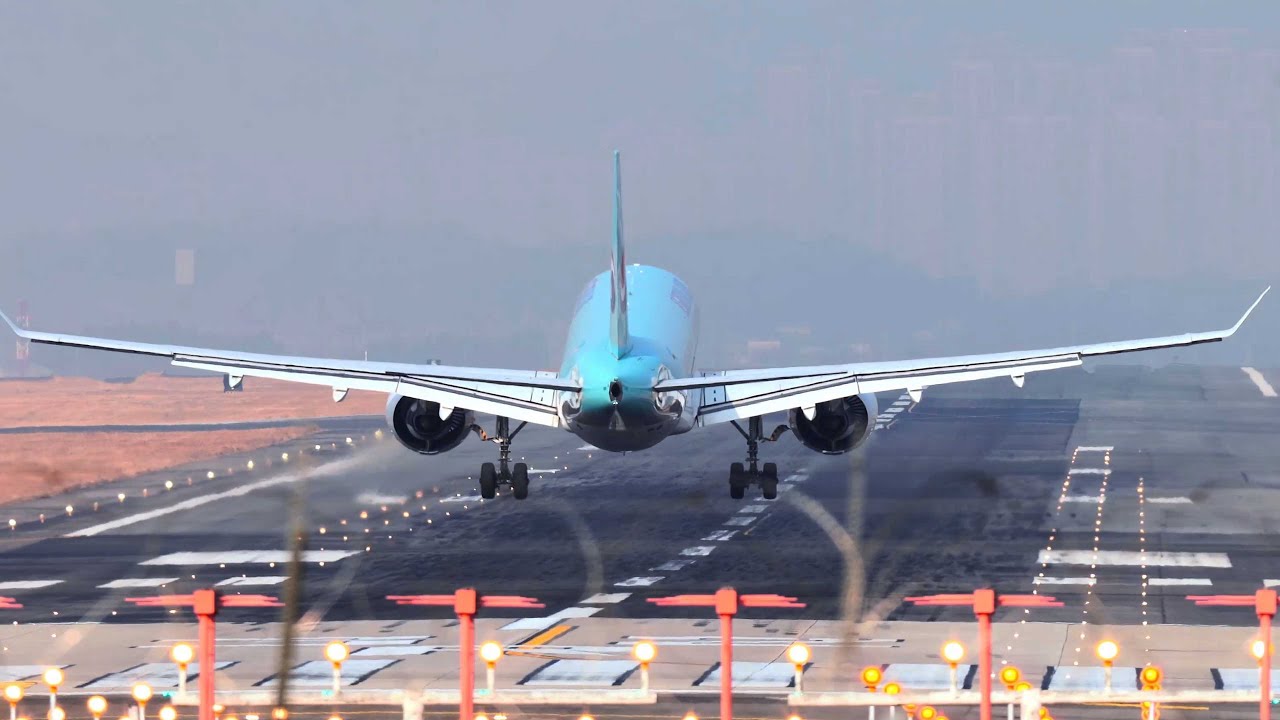 좋은아침 김포공항 랜딩 Good morning  Gimpo Airport  SEOUL KOREA   JET SPOTTING   아침 랜딩  4K