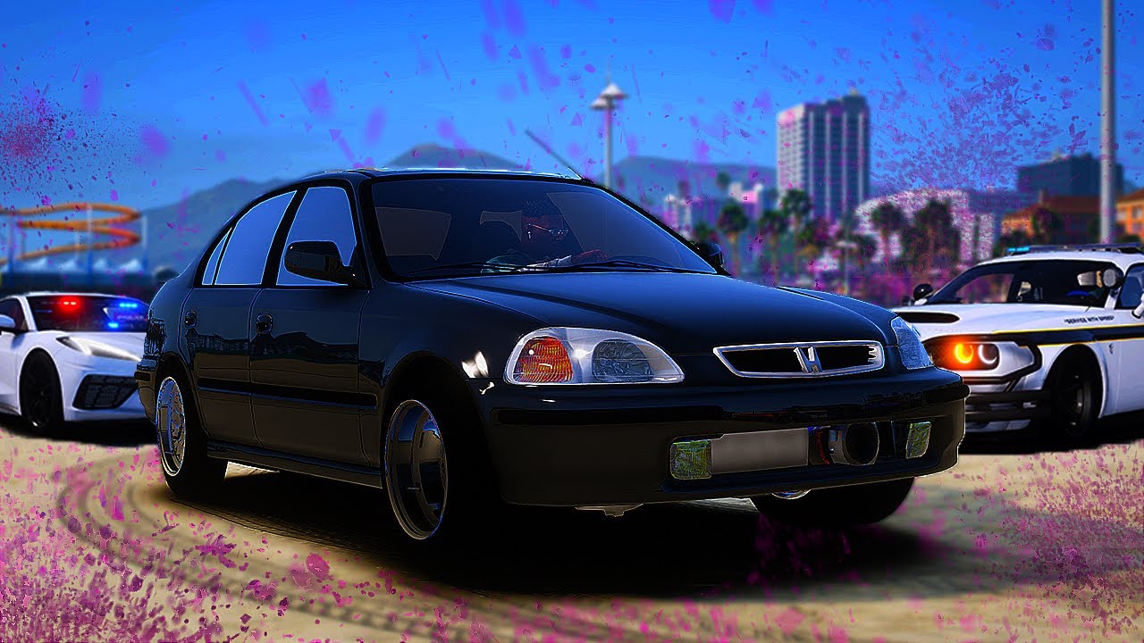 Laptop Civic Destroys Cops in GTA 5 RP @Stevethegamer55