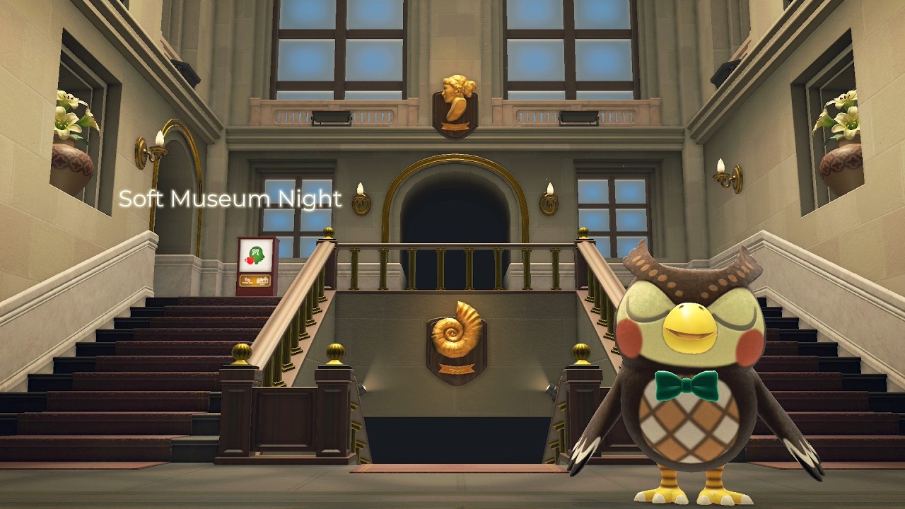 2 Hour Soft Museum Night 🦉 | Sleep, Study, Relax | ACNH Ambient