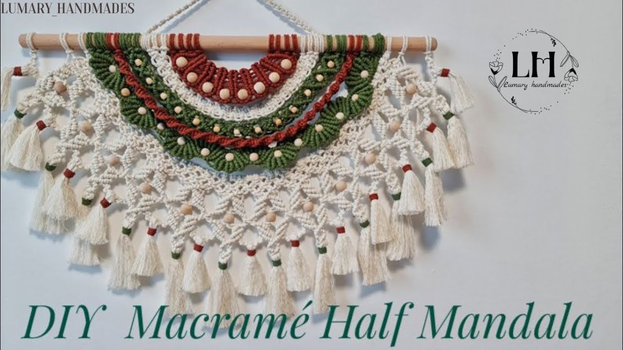 DIY | Macrame  Wall Hanging Making at home| Macramé Half Mandala pattern | 3 colors