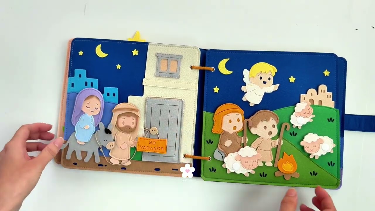Christmas Bible Stories New Testament Interactive Handmade Felt Quiet Books Toys for Christian Kids