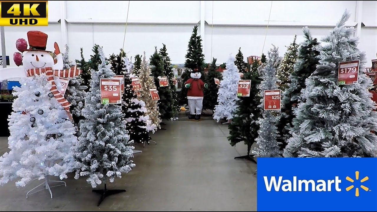 WALMART CHRISTMAS (COMPLETE SECTION) - CHRISTMAS TREES ORNAMENTS DECORATIONS SHOPPING (4K)