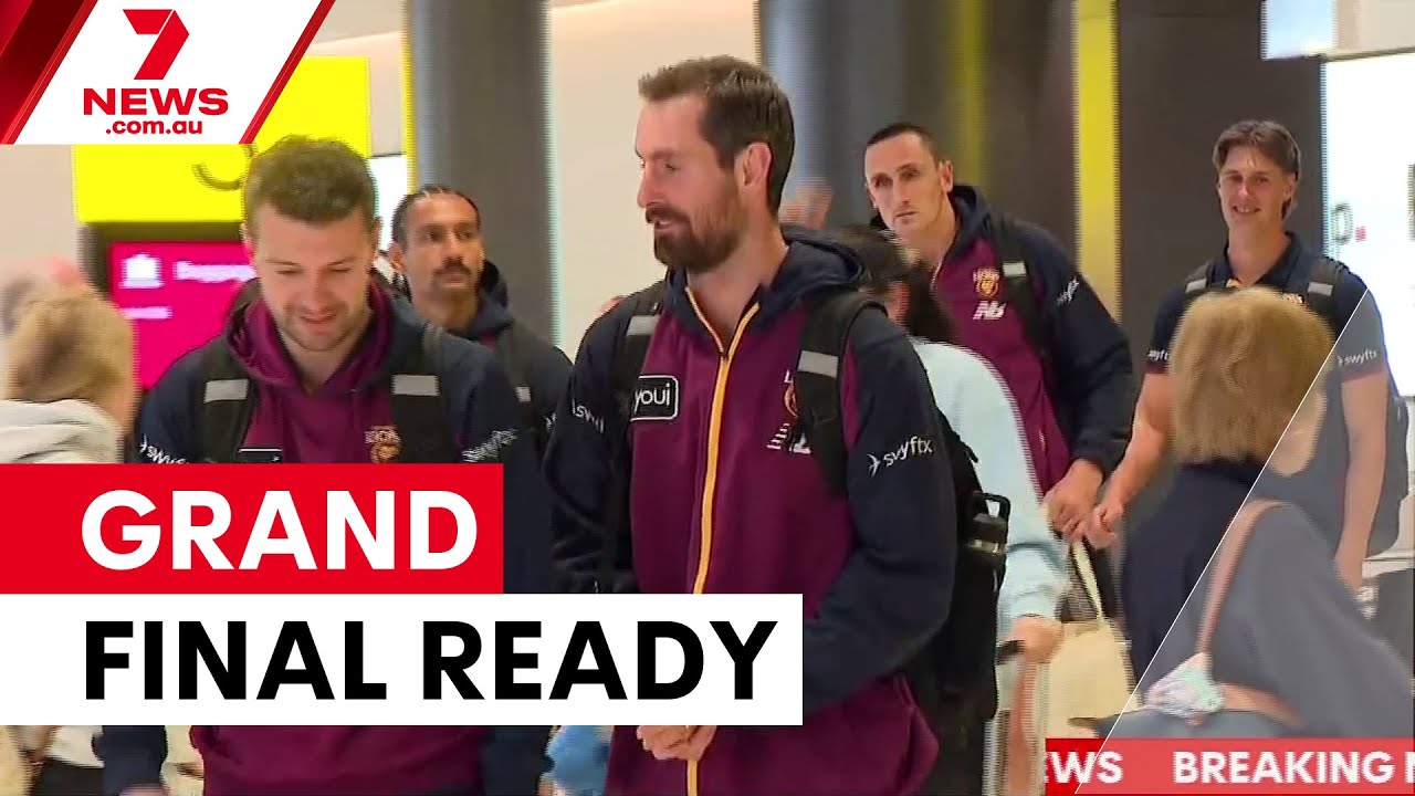 Lions land in Melbourne for grand final showdown | 7NEWS