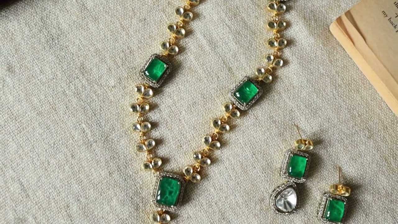 Trisha Green Kundan Necklace Set