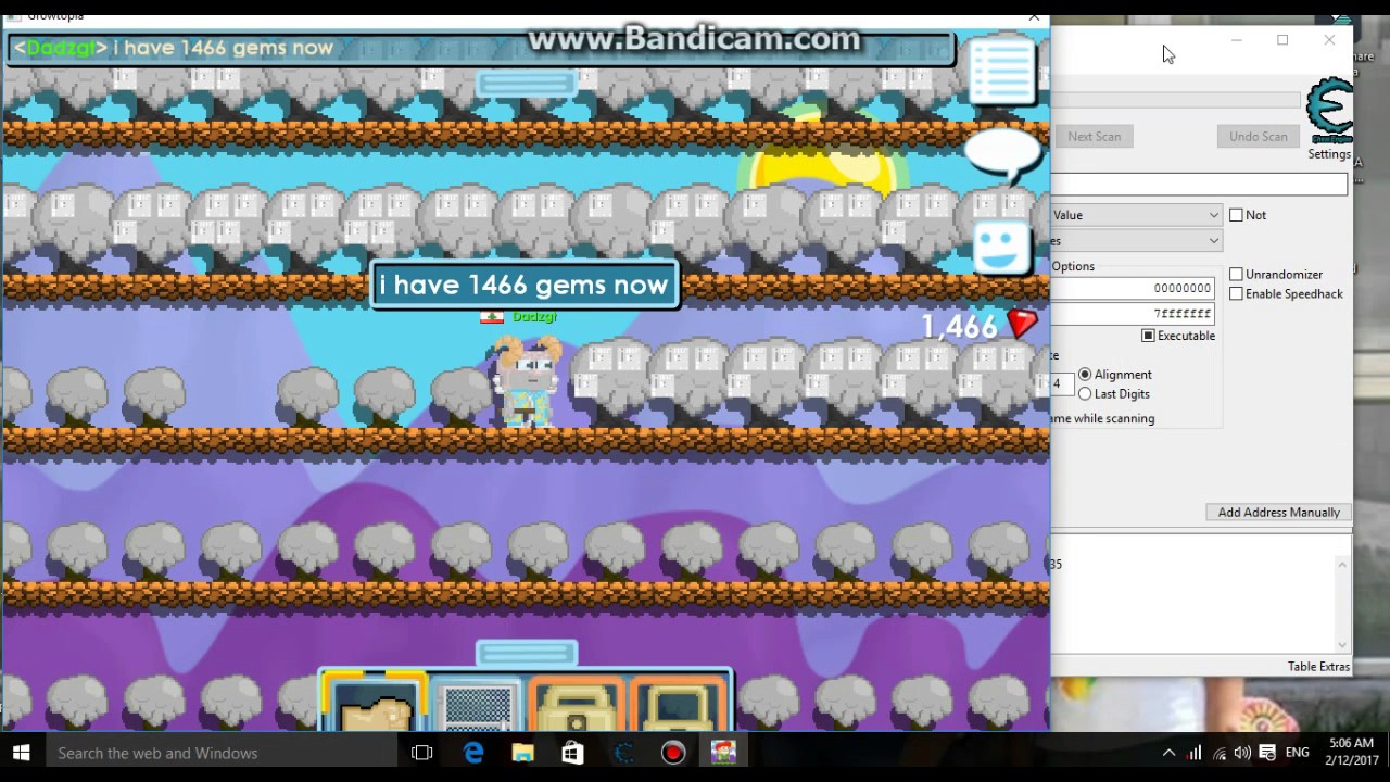 hack gems on pc by cheat engine (windows 7-8-10)| growtopia