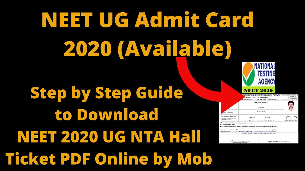 NEET UG Admit Card 2020 (Released ) - How to Download NEET 2020 UG NTA Hall Ticket PDF Online by Mob