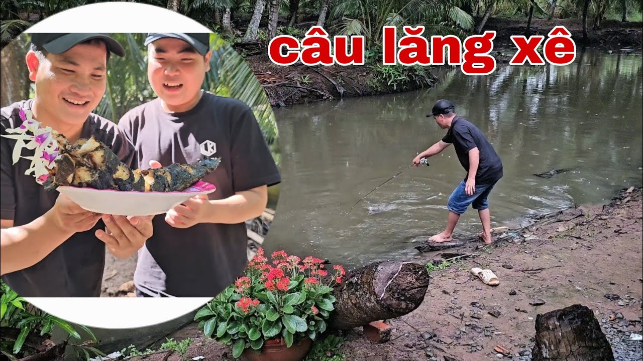 Câu lăng xê trong cơn mưa dính cá trê to và làm món nướng bóng đêm