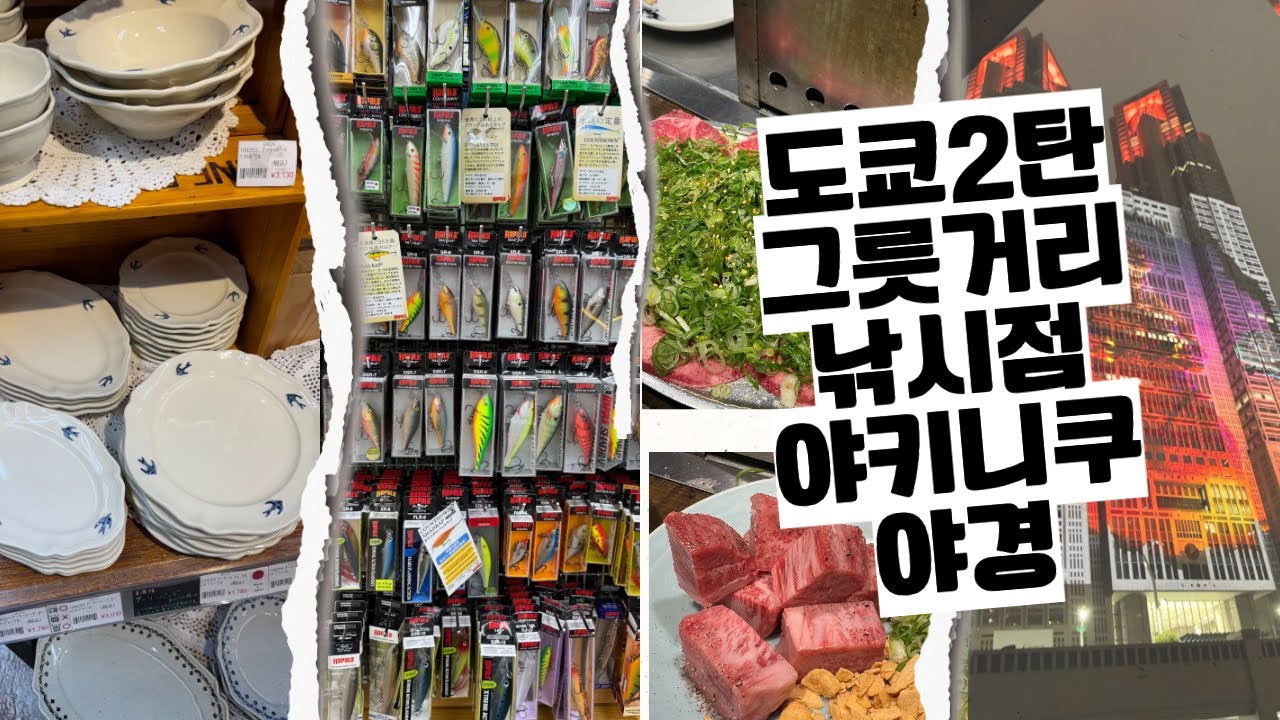 도쿄 가면 가보면 좋을 의외의 곳! 그릇거리 / 일본 도쿄 낚시점 / 도쿄 무료 야경 / 신주쿠 야쿠니쿠 맛집! #일본여행 #도쿄여행