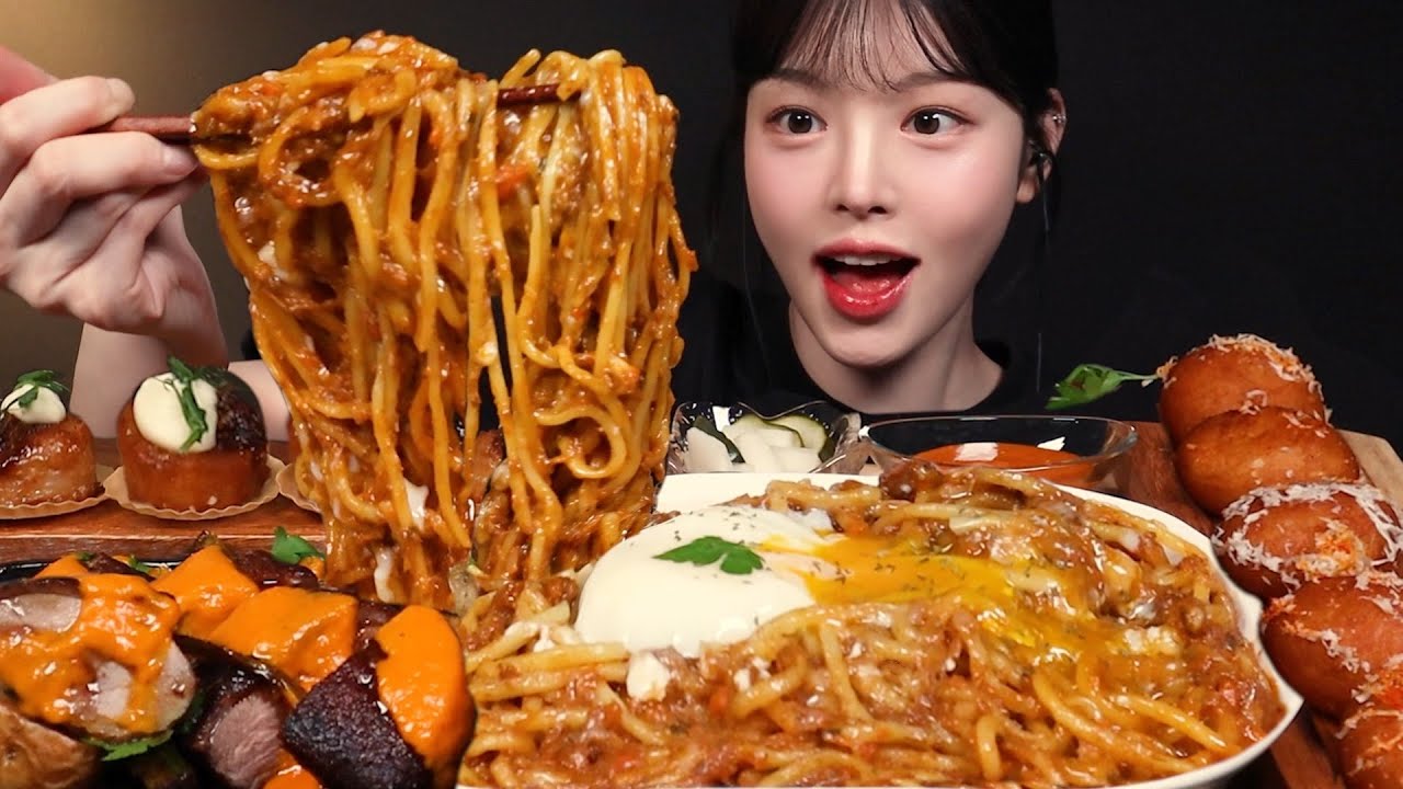 SUB)꾸덕꾸덕 볼로네제누들에 뇨끼튀김 관자 오리고기 먹방! 파스타 스테이크 양식 꿀조합 리얼사운드 Pasta & Steak Mukbang Asmr
