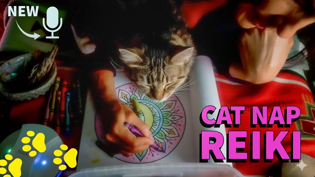 Cat Nap Reiki 🐈 | Soothing ASMR for Daytime Calm & Focus (Coloring & Purrs)