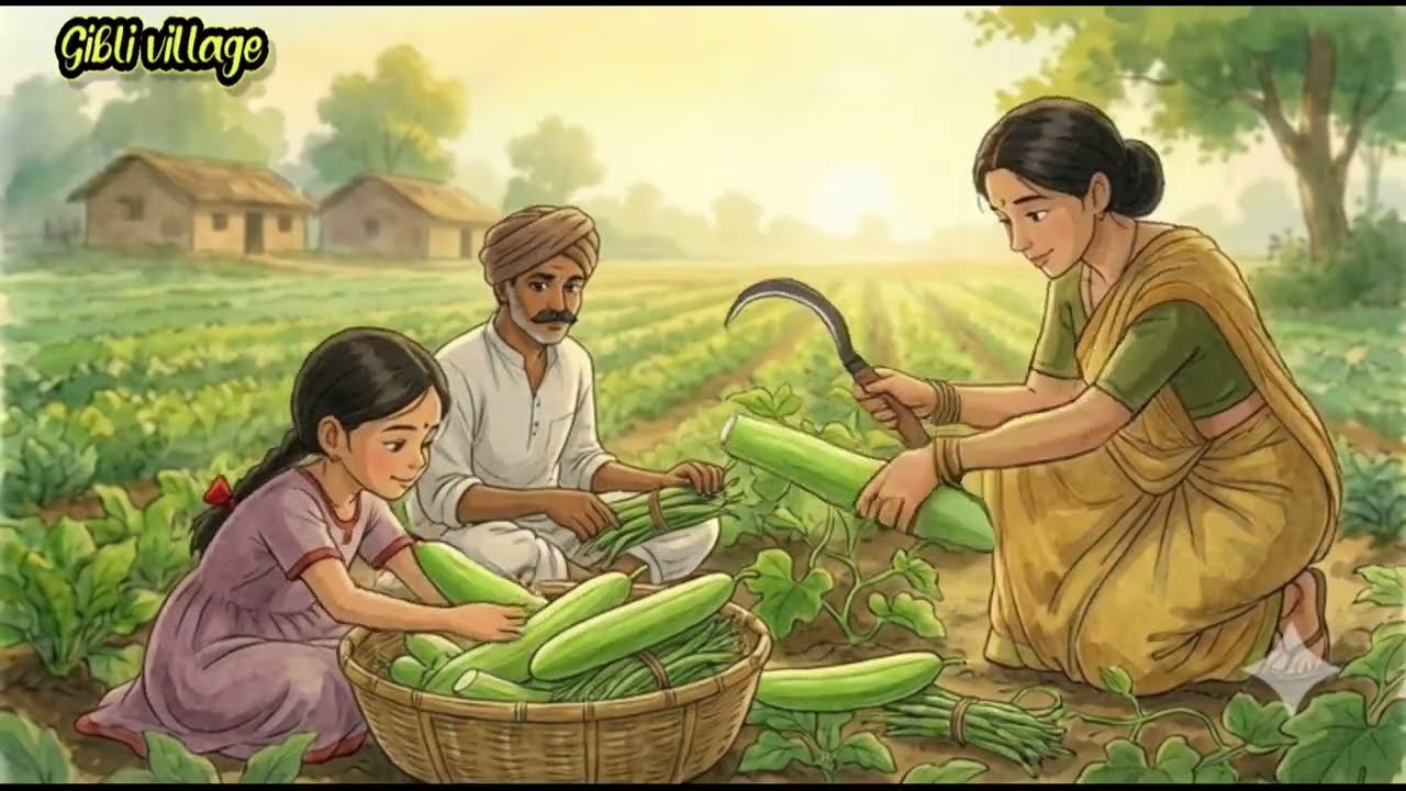Back to 1990s Indian Village🌾 A Peaceful Day from Sunrise to Firelight | Ghibli Style #giblivillage